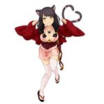  :3 animal_ears artist_request bell breasts cat_ears cat_tail cleavage floral_print full_body japanese_clothes large_breasts looking_at_viewer multiple_tails nekomata_(youkai_hyakki-tan!) official_art paw_pose paw_print sandals simple_background sleeves_past_wrists solo tail thighhighs toeless_legwear white_background white_legwear wide_sleeves yellow_eyes youkai_hyakki-tan! 