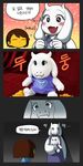  androgynous bad_id bad_twitter_id black_eyes blush character_doll closed_eyes comic commentary_request excited fangs frisk_(undertale) goat_girl highres korean monster_girl noho photo shaded_face sparkle sparkling_eyes stuffed_animal stuffed_toy tabard toriel translated undertale 