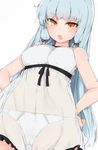  :o alternate_costume ass_visible_through_thighs bangs black_ribbon blue_hair blush bow bow_panties breasts cole crotch_seam eyebrows eyebrows_visible_through_hair frills groin hair_ribbon hands_on_hips kantai_collection lingerie long_hair looking_at_viewer medium_breasts murakumo_(kantai_collection) navel negligee open_mouth orange_eyes panties red_ribbon ribbon see-through short_eyebrows silver_hair simple_background solo strap_gap tress_ribbon underwear upper_body very_long_hair white_background white_panties yellow_eyes 