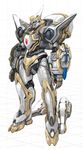  armor arms_at_sides code_geass full_body green_eyes highres lancelot_(code_geass) mecha no_humans simple_background sketch standing white_background yasuda_akira 
