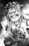  crown dress gloves greyscale jewelry long_hair monochrome outbreak_company petralka_anne_eldant_iii solo tears yuugen 