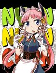  android animal_ears apron cat_ears clarion commentary_request gloves koukaku_no_pandora maid_apron pink_hair solo tom_(drpow) twintails white_gloves 