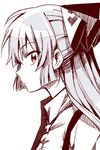  bow fujiwara_no_mokou hair_bow long_hair profile red_eyes silver_hair six_(fnrptal1010) solo suspenders touhou very_long_hair 