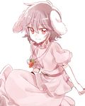  :3 animal_ears brown_hair bunny_ears inaba_tewi jewelry looking_at_viewer pendant red_eyes short_hair six_(fnrptal1010) smile solo touhou tsurime 