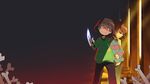  androgynous bad_source bone brown_hair chara_(undertale) chromatic_aberration closed_eyes dagger dark_background frisk_(undertale) glint glitch highres holding_arm knife long_sleeves melissa_yabumoto multiple_others pants pillar red_eyes shirt simple_background smile spoilers standing striped striped_shirt sunlight sweater undertale wallpaper weapon 