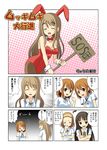  akiyama_mio animal_ears asahina_mikuru asahina_mikuru_(cosplay) bunny_ears bunnysuit comic cosplay crossover highres hirasawa_ui hirasawa_yui k-on! kondou_ryunosuke kotobuki_tsumugi multiple_girls pantyhose parody suzumiya_haruhi_no_yuuutsu tainaka_ritsu translated 