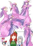  bad_id bad_pixiv_id bangs fighting_stance haou_airen highres hong_meiling izayoi_sakuya multiple_girls ni_piao_xiancai parody patchouli_knowledge remilia_scarlet touhou 