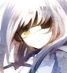  copyright_request dhiea eyepatch face no_nose solo white_hair yellow_eyes 