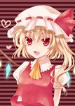  bad_id bad_pixiv_id fang flandre_scarlet hat kai_aki lowres open_mouth red_eyes short_hair side_ponytail smile solo touhou upper_body 
