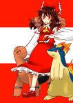  absurdres bad_id bad_pixiv_id bangs crossover gen_1_pokemon gen_2_pokemon gen_3_pokemon hakurei_reimu highres poke_ball pokemon pokemon_(creature) quilava torkoal touhou vulpix 