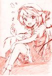  flandre_scarlet monochrome pink_background red sketch solo touhou vent_arbre 