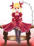  blonde_hair boots choker dance_in_the_vampire_bund dress elbow_gloves fang gloves highres mina_tepes red_eyes ribbon solo 