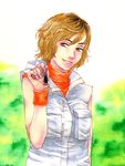  blonde_hair heather_mason kikimimi_612 robbie short_hair silent_hill_3 sleeveless solo vest wristband 