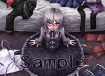  blush burn_scar dorei_to_no_seikatsu_~teaching_feeling~ dress grey_hair hair_ornament hairclip long_hair purple_eyes ray-k sample scar smile solo sylvie_(dorei_to_no_seikatsu) watermark 