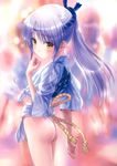  absurdres angel_beats! ass fundoshi goto_p headband highres japanese_clothes long_hair ponytail silver_hair solo tenshi_(angel_beats!) yellow_eyes 