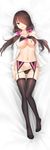  absurdres areola_slip areolae black_hair bra bra_lift breasts ccjn dakimakura date_a_live full_body garter_belt hair_over_one_eye highres large_breasts long_hair looking_at_viewer low_twintails panties panty_pull red_eyes smile solo thighhighs tokisaki_kurumi twintails underwear 