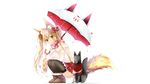  animal_ears duji_amo foxgirl original tail thighhighs umbrella white 