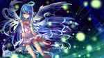  blue_hair bow dress hc long_hair original purple_eyes wings 