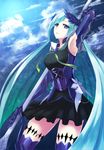  armor brynhildr_(fate) dress fate/prototype fate/prototype:_fragments_of_blue_and_silver fate_(series) long_hair polearm purple_eyes shingo_(picturepuzzle) silver_hair solo spear thighhighs very_long_hair weapon 