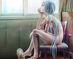  blue_eyes blue_hair cropped hatsune_miku long_hair nude pi_(pppppchang) realistic tattoo vocaloid 