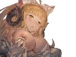  anira_(granblue_fantasy) aos_libido blonde_hair blush breasts gloves granblue_fantasy horns nipple_slip nipples wet white yellow_eyes 