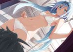  aqua_eyes black_hair blue_hair blush bra headband kasuga_ayumu_(artist) krulcifer_einfolk long_hair lux_acadia navel panties ribbons saijaku_muhai_no_bahamut underwear 