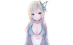  aqua_eyes bikini_top blonde_hair boku_wa_tomodachi_ga_sukunai hoodie kashiwazaki_sena long_hair waterdog wet white 