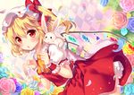  animal blonde_hair flandre_scarlet flowers hat petals photoshop rabbit red_eyes riichu skirt touhou vampire wristwear 