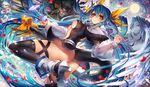  ass blue_hair boots breasts dizzy guilty_gear nopan oro_(sumakaita) petals red_eyes tail thighhighs twintails underboob 