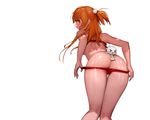  ass bra cameltoe orange_eyes orange_hair panties panty_pull pussy reccu sword_art_online underboob underwear undressing white yuuki_asuna 