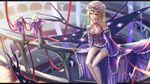  blonde_hair bow breasts cleavage dress gloves hat hc jpeg_artifacts thighhighs touhou yakumo_yukari 