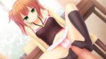  agekichi asato_saki brown_hair censored footjob game_cg green_eyes kenja_no_okuri_imouto kneehighs navel nounai_kanojo panties skirt tagme twintails underwear 