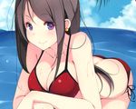  bikini black_eyes blue_eyes breasts cleavage cropped kujou_ichiso scan swimsuit wet 