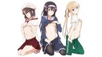  hat headband kasumigaoka_utaha katou_megumi long_hair midiman navel pantyhose saenai_heroine_no_sodatekata sawamura_spencer_eriri seifuku shirt_lift short_hair skirt underboob 