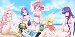  anthropomorphism apple_jack ball drink fluttershy group my_little_pony my_little_pony:_friendship_is_magic pinki_pie rainbow_dash rarity sunglasses swimsuit twilight_sparkle 