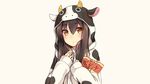  brown_hair cowgirl food hoodie orange_eyes original shuuichi white 