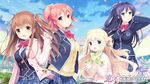  black_hair blonde_hair blue_eyes bow brown_hair green_eyes group himeno_sena hoodie jpeg_artifacts kimishima_ao koi_x_shin_ai_kanojo komari_yui kurasawa_moko long_hair pink_eyes pink_hair ponytail seifuku shijou_rinka shindou_ayane shiratama short_hair skirt thighhighs yellow_eyes zettai_ryouiki 