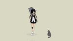  animal black_hair cat gray kill_la_kill matoi_ryuuko short_hair 