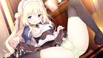  blonde_hair blue_eyes cameltoe game_cg headdress koi_x_shin_ai_kanojo komari_yui long_hair nipples panties shiratama skirt_lift spread_legs thighhighs underwear 