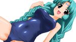  aqua_hair braids cameltoe canal_volphied long_hair lost_universe navel over_drive purple_eyes school_swimsuit sugimura_tomokazu swimsuit twintails wave_ride white 