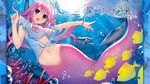  animal bikini_top breasts bubbles cleavage fish front_wing fumio hatsuru_koto_naki_mirai_yori meltyna mermaid open_shirt pink_hair tail underwater water 