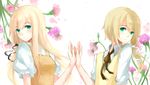  2girls axis_powers_hetalia blonde_hair czech_republic dress flowers green_eyes imifumei shirt slovakia white 