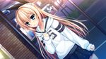  asami_asami blonde_hair blue_eyes building game_cg hoodie kurashiki_azusa ponytail pretty_x_cation_2 skirt 