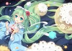  aqua_eyes aqua_hair bow candy ceru hatsune_miku japanese_clothes kimono long_hair ribbons vocaloid 