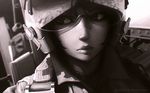  aircraft airplane airplane_interior artist_name bandaid bandaid_on_nose closed_mouth deviantart_username greyscale guweiz helmet highres ilya_kuvshinov_(style) lips monochrome nose original pilot short_hair sitting solo upper_body watermark web_address 