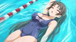  black_hair game_cg long_hair mieko_(sakura_swim_club) ponytail pool sakura_swim_club school_swimsuit sport swimsuit water winged_cloud_(wanaca) 