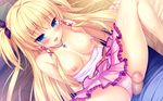  aqua_eyes blonde_hair blush boku_to_koisuru_ponkotsu_akuma breasts censored fujima_emiri game_cg long_hair necklace nipples panties penis sayori smile topless twintails underwear 