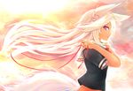  animal_ears dark_skin original pink_eyes ribbons tail white_hair wolfgirl xiaodi 