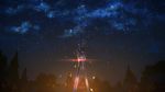  highres no_humans outdoors scenery sky star_(sky) starry_sky sword sword_art_online tree weapon yuuki_tatsuya 