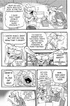  anthro canine clothed clothing comic daigaijin dialogue duo english_text fish furryfight_chronicles harry_fishkopp male mammal marine navel salmon store text 